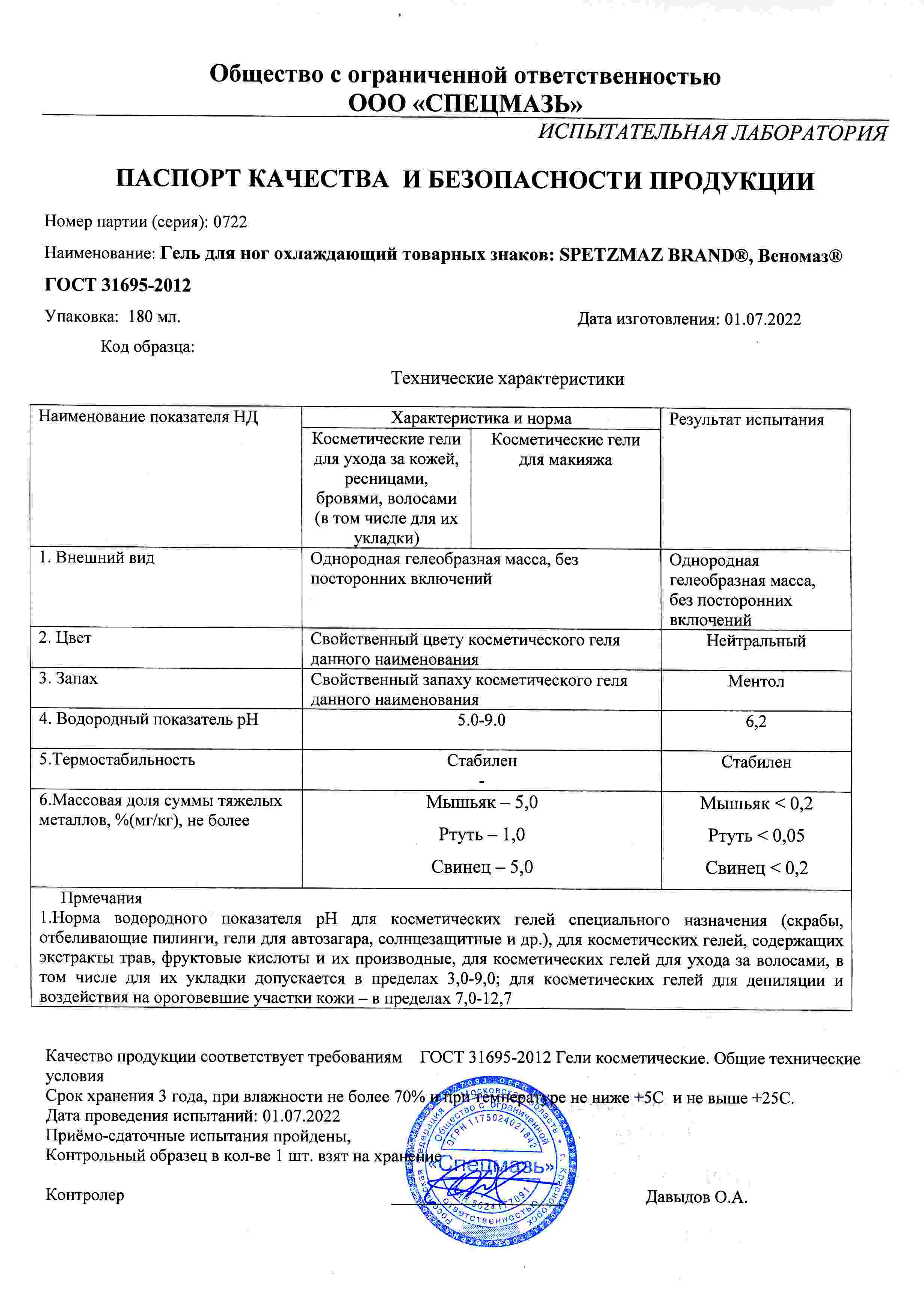 Паспорт №072022